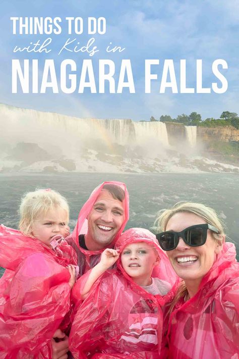 Niagara Falls with kids, family on the City Cruise Journey To The Falls boat tour wearing ponchos Things To Do Around Niagara Falls, Niagara Falls With Kids, Niagara Falls Trip, Niagara Falls Usa Side, Journey Behind The Falls Niagara, Family Of 4, Fall Family Photos, Fall Kids, American Dream