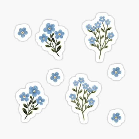 Decorate and personalize laptops, windows, and more. Removable, kiss-cut vinyl stickers. Super durable and water-resistant. 1/8 inch (3.2mm) white border around each design. Matte finish.     blue floral sticker, myosotis sticker, forgetmenot sticker set, blue blossoms sticker, spring scrapbooking, summer planner sticker, flower sticker set, junk journaling, spring blue floral sticker, new zealand flower sticker, symbol flower sticker, stationary design, scrapbooking Forget Me Not Flowers Sticker, Scorpion Grasses Flower, Cute Blue Stickers, Light Blue Stickers, Scorpion Grasses, Blue Border Design, New Zealand Flowers, Blue Flower Border, Japan Stickers