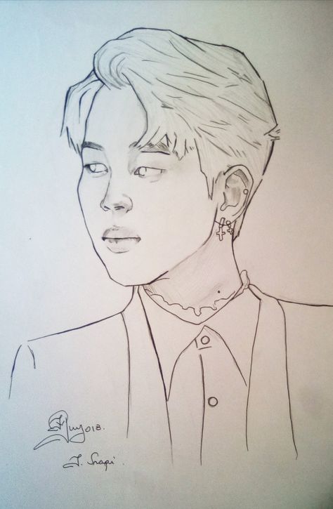 Jimin ..... sketching Ayushi Jaiswal, Jimin Drawing, Drawing Makeup, رسم كاريكاتير, Fanart Kpop, Bts Lyrics, Deep Sea Creatures, Jimin Fanart, Bts Blackpink