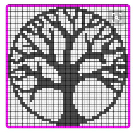 Tree Of Life Crochet Pattern, Viking Pixel Art, Bobble Stitch Crochet, Crochet Patterns Filet, Santa Cross Stitch, Crochet Tree, Cross Stitch Geometric, 8bit Art, Pixel Crochet