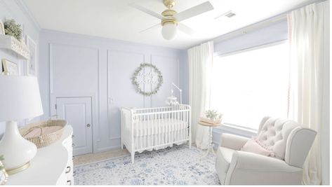 Calming Nursery Colors, Coastal Nursery, Calm Nursery, Frame Molding, Light Blue Walls, Big Pillows, Blue Nursery, Nursery Baby Room, Nursery Colors