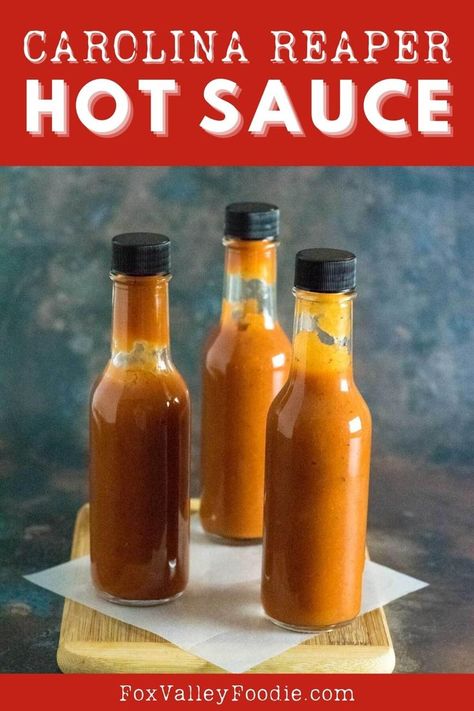 This Carolina reaper hot sauce recipe uses the world’s hottest pepper to make a fiery sauce that will set your taste buds ablaze! This homemade hot sauce is not for the faint of heart, but rather for hot sauce lovers who truly like things hot! If you crave the hottest sauce you can get your hands on, the heat level of this simple recipe is off the charts! Carolina Reaper Hot Sauce Recipe, Hot Pepper Recipes, Hot Sauce Recipe, Cayenne Pepper Sauce, Chili Pepper Recipes, Pepper Sauce Recipe, Homemade Hot Sauce, Louisiana Hot Sauce, Habanero Hot Sauce