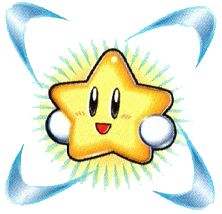 Mr. Star is the star that accompanies Kirby in Kirby's Star Stacker and its remake. He is one of the many allies that has accompanied Kirby throughout his adventures, although to date he has only made two appearances in the entire Kirby series. Mr. Star is a regular, glistening yellow star. He is about the same size as Kirby and is commonly shown with a silvery-white glow around him. He has an expressive face and two round white gloves. Yellow Kirby, Kirby Star, Mario Star, Witch Names, Party Characters, Yellow Star, Random Photos, Stargate, Super Smash Bros