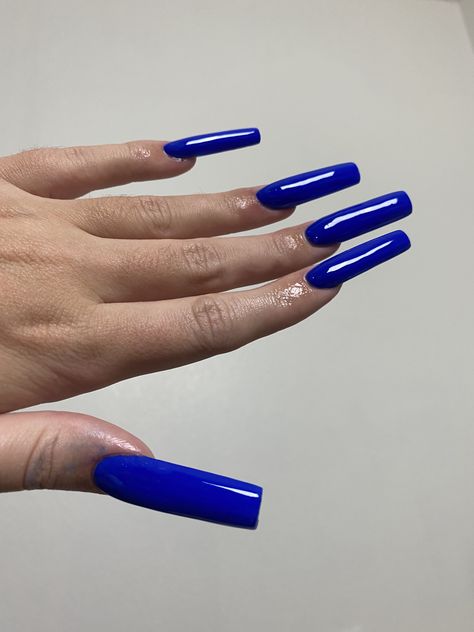 Plain Long Nails, Long Blue Acrylic Nails, Plain Blue, Blue Acrylic Nails, Glow Nails, Pretty Acrylic Nails, Chic Nails, Cute Acrylic Nails, Perfect Nails