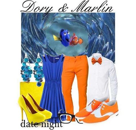 Dory and Marlin babyshower idea Nemo And Dory Costume, Finding Nemo Outfit, Dory Costume, Dory And Marlin, Nemo And Dory, Disney Attire, Disney Dapper Day, Costumes For Adults, Everyday Cosplay