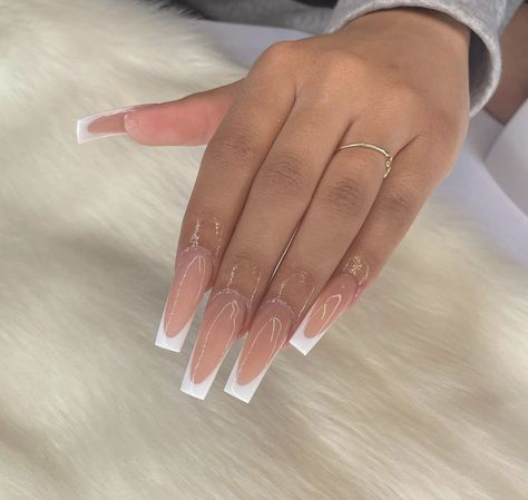 Deep French Tip Nails Coffin, French Tip Coffin Acrylic Nails, Acrylic Nails Nude, Acrylic Toe Nails, French Tip Acrylic Nails, Short Square Acrylic Nails, Long Acrylic Nails Coffin, Acrylic Nails Coffin Pink, Long Square Acrylic Nails