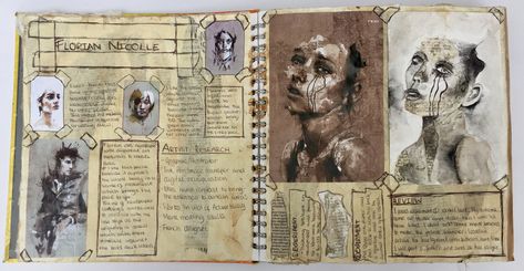 Florian Nicolle artist research page. final project for GCSE art grade 9 (a**) #floriannicolle #mixedmedia #mixedmediaart #texture #gcse #materials #gcseart #gcse2019 #grade9 #sketchbookart #sketchbooks Gcse Art Sketchbook Layout, Art Sketchbook Layout, Florian Nicolle, Disney Art Diy, Artist Research Page, Artist Research, Photography Sketchbook, Sketchbook Layout, Art Alevel