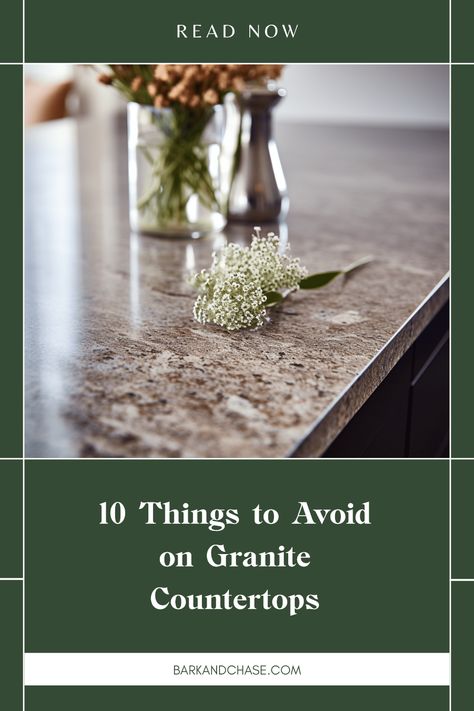 Taking care of your granite countertops can be tricky if you don’t know what to avoid. Whether you're guilty of using harsh cleaners, acidic substances, or abrasive scrubbing pads, protecting your investment is key. Our list of 10 crucial tips helps keep your granite looking flawless. Discover practical advice on what not to put on granite surfaces and extend their lifespan! Say goodbye to scratches, dullness, and stains with these simple steps and ensure your granite remains elegant and beautiful for years to come. Granite Countertop Repair, Sealing Granite Countertops, Caring For Granite Countertops, Countertop Repair, Waterfall Countertop, Countertop Options, Granite Colors, Kitchen Remodeling Projects, Online Interior Design