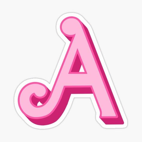 Letter A Aesthetic Pink, Barbie Elements, L Sticker, Sticker Drawing, Barbie Birthday Cake, Barbie Party Decorations, Initial L, Initial K, Initial S