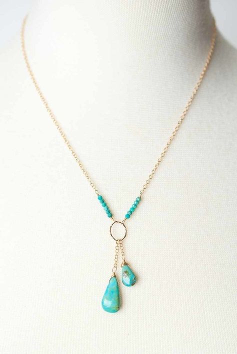 Handmade Turquoise Necklace, قلادات متدلية, Necklaces Ideas, Gold Leaf Necklace, Dainty Diamond Necklace, Dangle Necklaces, Jewellery Handmade, Homemade Jewelry, A Necklace