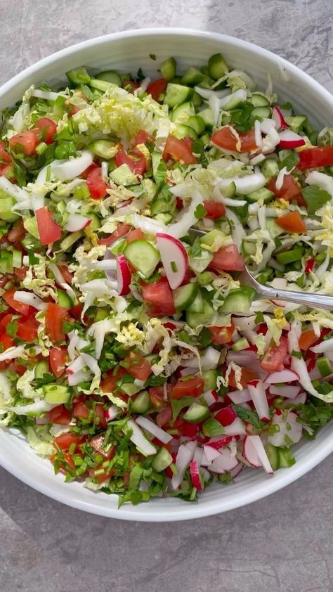 FOOD MADE FOR SHARING on Reels | Blossom Dearie · They Say It's Spring Chinese Cabbage Salad, Napa Cabbage Recipes, Napa Cabbage Salad, Cabbage Salad Recipes, Clean Eating Salads, Shredded Cabbage, Salad Dressing Recipes Homemade, Squeezed Lemon, Summer Pasta Salad