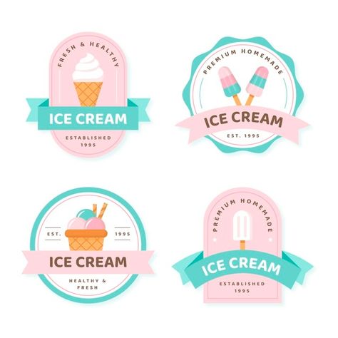 Ice Cream Label Design, Logo Postres, Ice Cream Label, Ice Cream Flavour, Ice Cream Logo, Ice Cream Gift, Ice Cream Business, Fun Graphics, Premium Ice Cream