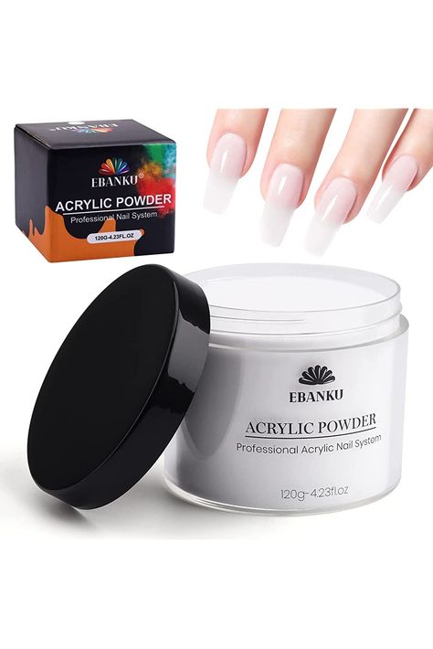 EBANKU Clear Acrylic Powder, 120g/4.23oz Acrylic Powder Large Capacity Professional Acrylic Nail Powder for Nail Acrylic Extension, Nail Carving, Long-Lasting, No Nail Lamp Needed Pink Acrylic Powder, Base Nails, Acrylic Nail Liquid, Remove Acrylic Nails, Nail Acrylic, Acrylic Nail Brush, Acrylic Nail Powder, Acrylic Liquid, Nail Remover