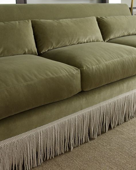 Baker on Instagram: “Bullion fringe bridges both classic and modern settings with the Yves Sofa. Visit the link in our bio for more information.…” Sofa With Fringe, Fringe Sofa, Bullion Fringe, Furniture Logo, High Point Market, Luxury Home Furniture, Baker Furniture, Decor Trends, Bath Furniture