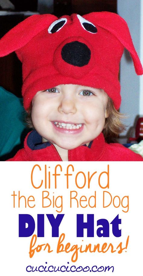 Grab some fleece and sew a Clifford hat complete with floppy ears, eyes and nose for your favorite child. She'll love pretending to be a Big Red Dog! Diy Projects For Adults, Book Character Day, Holiday Hand Towels, Fleece Hats, Diy Costumes Kids, Diy Gifts For Kids, Floppy Ears, Sewing Projects For Kids, Presents For Kids