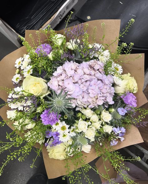 Pretty lilac and white handtie bouquet Lilac Bouquet, Boquette Flowers, Beautiful Bouquet Of Flowers, Bouquet Of Flowers, April 21, Beautiful Bouquet, Flowers Bouquet, Florist, Wedding Planning