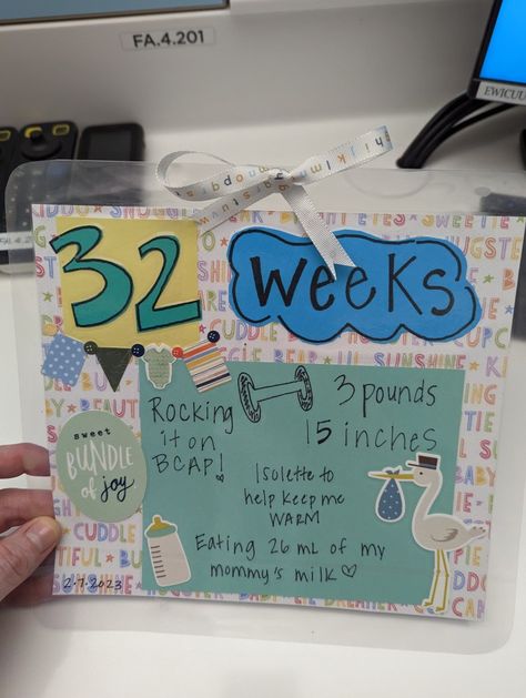 Nicu Isolette Decor, 1 Month Old Nicu Craft, Cute Nicu Crafts, One Month Nicu Craft, Nicu Nurse Crafts, Nicu Milestone Crafts, Nicu Crafts Ideas, Nicu Footprint Craft, Nicu Crafts