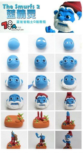 Smurfs Cake, Kids Clay, Fondant Animals, Cake Topper Tutorial, The Smurfs, Fondant Cake Toppers, Polymer Clay Figures, Fondant Tutorial, Fondant Decorations