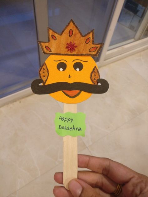 Dussehra activity for kids Craft Activities For Ukg Students, Dasara Crafts For Kids, Navaratri Crafts For Kids, Dussera Activity For Kids, Ravan Craft Ideas, Dusshera Activity For Kids, Durga Puja Craft Ideas For Kids, Dussehra Activity For Kids, Navratri Activity For Preschool