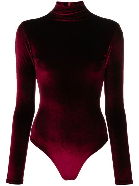 burgundy velvet effect high neck long sleeves rear zip fastening Body Outfit, Velvet Bodysuit, 90s Fashion Outfits, Burgundy Velvet, Velvet Fashion, High Neck Long Sleeve, Lady Dior, Long Sleeve Bodysuit, Look Cool