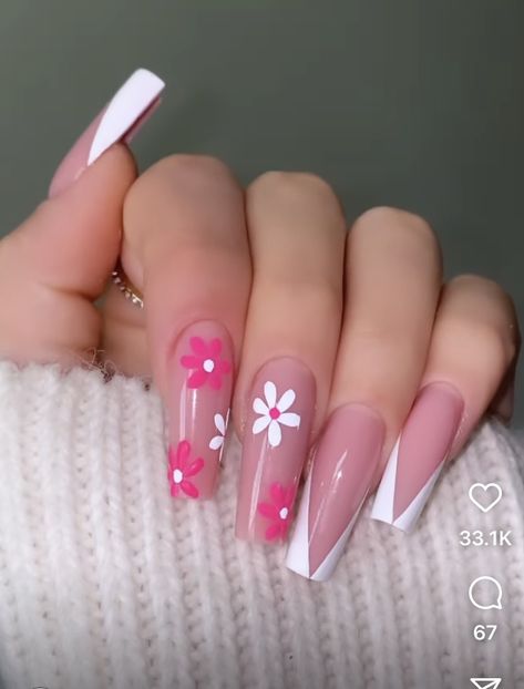 Acrylic Nail Designs Coffin, Gel Nails French, Butterfly Nail Designs, Spring Acrylic Nails, Glamour Nails, Long Acrylic Nail Designs, Pretty Gel Nails, Summery Nails, Simple Acrylic Nails