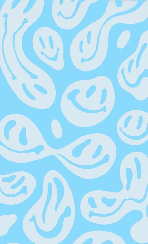 Blue Wallpaper Smile Face, Bright Blue Wallpaper Aesthetic, Preppy Prints Wallpaper Blue, Blue Groovy Wallpaper, Blue Preppy Prints, Blue Smiley Face Wallpaper, Drippy Smiley Face Wallpaper, Preppy Smiley Face Wallpaper, Blue Preppy Wallpaper