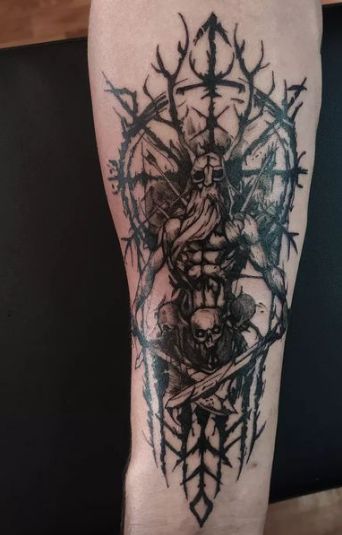 Odin Odin Tattoo Design Norse Mythology, Sam Tattoo, Odin Tattoo, Viking Tattoo Symbol, Man Tattoo, Rune Tattoo, Odin God, Norse Tattoo, Viking Tattoos