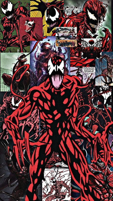 Marvel Carnage Comic Art, Carnage Wallpaper, Carnage Art, Spiderman Comic Covers, Spiderman Tattoo, Art Spiderman, Spiderman Comic Art, Batman Wall, Carnage Marvel