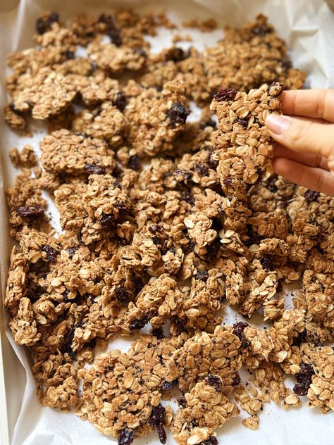 Oatmeal Raisin COOKIE Granola Cinnamon Raisin Granola Recipe, Cinnamon Raisin Granola, Raisin Granola, Nut Free Desserts, Purely Elizabeth, Oatmeal Raisin Cookie, Zucchini Chocolate Chip Muffins, Granola Cookies, Raisin Cookie