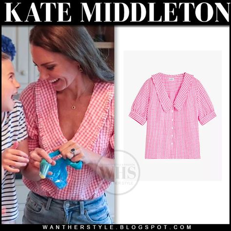 Pink Gingham Shirt Outfit, Kate Middleton In Pink, Pink Gingham Shirt, Beige Midi Skirt, Red Midi Skirt, I Want Her, Houndstooth Coat, Middleton Style, Platinum Jubilee