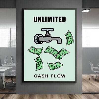 Premium Quality CASH Monopoly Game Motivation Success Work Home Wall Art Decor POSTER CANVAS ed1, Home Decor