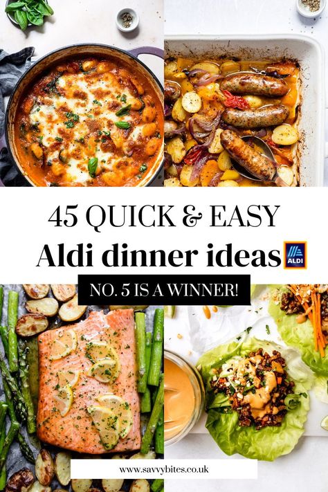 45 Easy dinner ideas that include chicken recipes, crockpot recipes and 30 minute meals. Full of simple dinner ideas this collection uses only Aldi ingredients making it perfect for meal planning on a budget. Add these into your weekly meal plan or meal prep or simply use these quick and easy recipes for dinner inspiration when you need to try something different. Every recipe has been tried, tested and family approved! #dinnerideas #dinnerrecipes #mealplanning Dinner Ideas Aldi, Easy Recipes For Dinner, Simple Dinner Ideas, Meal Planning On A Budget, Aldi Meal Plan, Aldi Recipes, Budget Meal Planning, Dinner Meal Prep, Dinner On A Budget