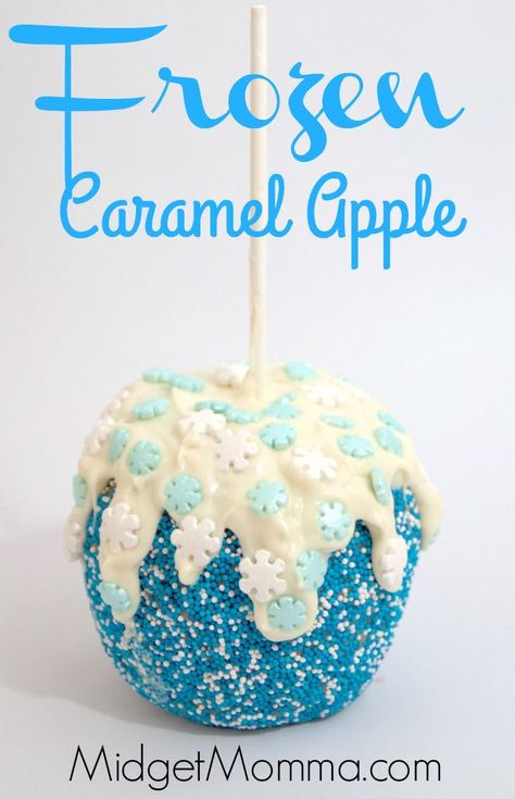 Frozen Themed Caramel Apple. Amazing caramel flavor decorated with the awesome Frozen movie theme. Kids will love these Frozen Themed Caramel Apples Gourmet Candy Apples, Chocolate Caramel Apples, Gourmet Caramel Apples, Candy Apple Recipe, Caramel Apples Homemade, Caramel Apples Recipe, Gourmet Apples, Gourmet Candy, Toffee Apple