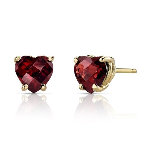 Heart Shaped Garnet Stud Earrings in 9ct Gold Red Heart Jewelry, Garnet Heart, Red Ring, Garnet Jewelry, Matching Jewelry, Garnet Earrings, Special Jewelry, Amethyst Earrings, Heart Studs