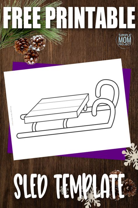 Free Printable Sled Template Sled Template, Winter Sports Crafts, Making Snow Angels, Winter Sleds, Making Snow, Cartoon Template, Free Printable Crafts, Winter Activity, Welcome Winter