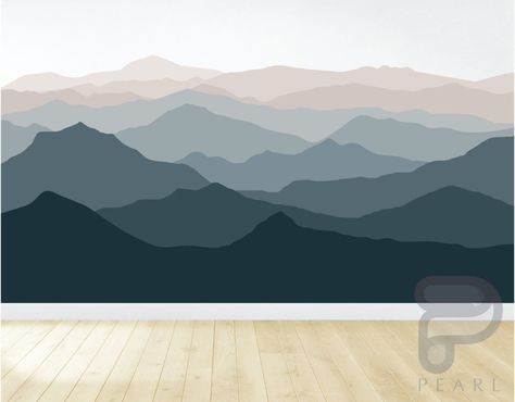 Mountain Nursery Wall, Ombre Mountains, Mural Nursery, Mountain Wall Mural, Mountain Mural, Wall Mural Decals, Woodland Wallpaper, Mountain Decal, Forest Mural