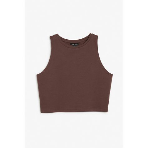 Monki Stretchy cotton cropped singlet ($3.76) ❤ liked on Polyvore featuring tops, crop tops, crop top, brown crop top, monki, brown tank top and crop tank tops Brown Cropped Tank Top, Brown Crop Top Outfit, Brown Crop Tops, Outfit Outer, Brown Tank Top, Fitted Tops, Brown Crop Top, Singlet Tops, Brown Tops