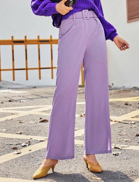 Gorgeous professional lavender pants Lavender Pants, Summer Pants Outfits, Colour Combinations Fashion, Fall Winter Trends, Zipper Pants, Women Pants, Type Of Pants, Bottom Clothes, Split Hem