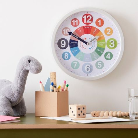 Tell The Time Clock, Wall Bookshelves Kids, Kids Bedroom Accessories, Teaching Clock, Toddler Duvet Cover, Uk House, Duvet Covers Yellow, Classroom Tools, Pink Duvet Cover