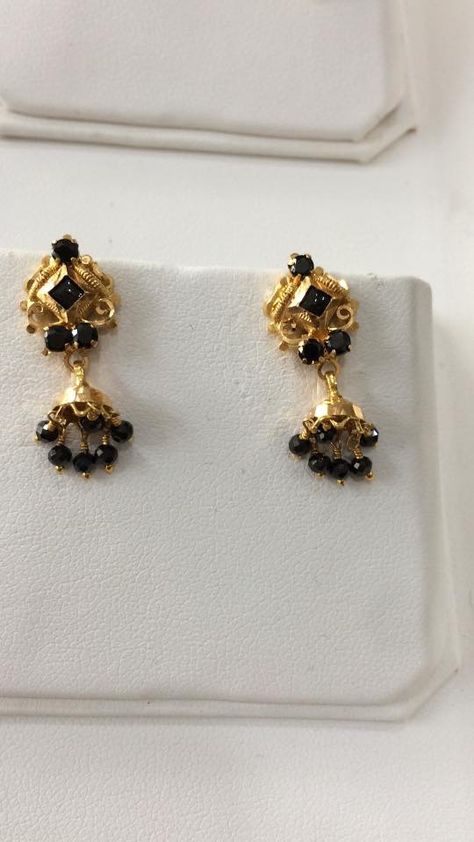 Black Beads Earrings Gold, Nallapusalu Earrings, Black Beads Earrings Indian Gold, Black Beads Ear Rings Gold, Black Stone Earrings Gold, Black Bead Earrings, Blue Earrings Wedding, Small Earrings Gold, Coral Jewelry Set