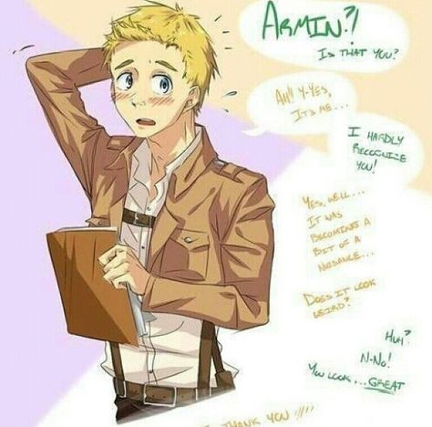 Armin Attack on Titan ~Kay Armin With Long Hair, Armin Collosal Titan, Armin High School Au, Armin Pinned Down, Armin Alert Fan Art, Awkward Girl, Survey Corps, I Still Love Him, All Anime