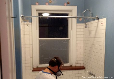 Our old-house bathroom has a large window IN the shower...  See our DIY solution to cover it... and the entire before-and-after remodel! Bathtub Shower With Window, Small Bathroom With Windows, Bathroom Shower Window Coverings, Shower Near Window Solutions, What To Do With Shower Window, Shower Window Covering Waterproof Bathroom Ideas, Window In The Shower Solution, Bathroom Window In Shower Ideas, Cover Bathroom Window