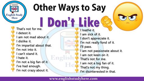 Other Ways to Say I Don’t Like Tefl Worksheets, None Of Your Business, English Grammar Notes, Mind Your Own Business, English Grammar Rules, Other Ways To Say, Teaching Spelling, English Learning Spoken, Conversational English