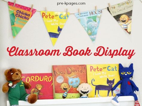 Preschool Classroom Library, Preschool Library Center, Literacy Display, Kindergarten Library, Preschool Library, Library Center, Prek Classroom, Early Childhood Learning, Preschool Centers