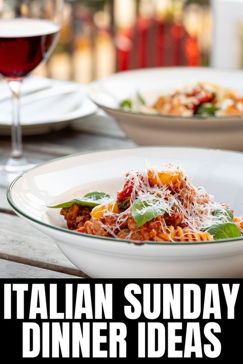 Ideas & Recipes For How to Make an Italian Sunday Dinner Sunday Italian Dinner Ideas, Italian Sunday Dinner Ideas, Italian Sunday Dinner, Italian Dinner Menu, Sunday Dinner Ideas, Italian Feast, Delectable Desserts, Pasta Dinners, Pasta Lover