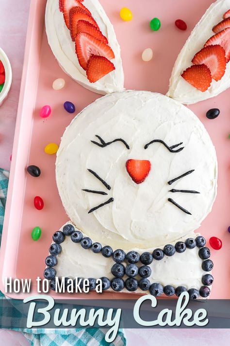 This Bunny Cake is so cute, it’s almost an insult to eat it. But no worries, Bunny Cake is delicious as well as adorable! Find out how to make this fun cake at home. #easter #easterdessert #bunnycake #easterbunnycake #dessert Easter Desserts Cake, Easter Cake Easy, Easter Cupcakes Easy, Bunny Birthday Cake, Cake At Home, Easy Easter Desserts, Easter Snacks, Easter Bunny Cake, Rabbit Cake