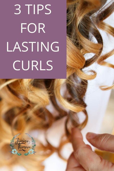 Do you finally take the time to curl your hair....and then the curls don't last? I hear ya! Here's 3 Tips for making your curls last longer! Watch the video for a hair tutorial! #curlyhairtips #tipsforlastingcurls How To Make Your Curls Last Longer, How To Keep Curls In Hair All Day, How To Get Curls To Stay All Day, Tips For Dry Hair, Eco Friendly Hair Products, Large Curls, Curly Hair Problems, Find Hairstyles, Long Lasting Curls