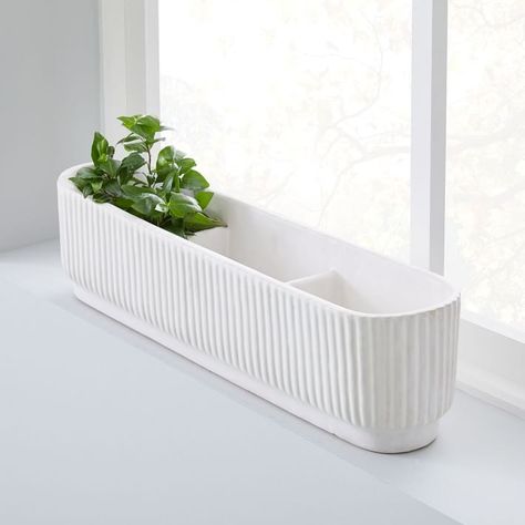 Window Planter Boxes Indoor, Windowsill Planter Indoor, Kitchen Herb Planter, Living Room Windowsill Decor, Window Planters Indoor, Herbs In Kitchen Window, Indoor Herb Garden Diy Kitchens, Indoor Window Sill Planter, Indoor Planters Pots Living Rooms