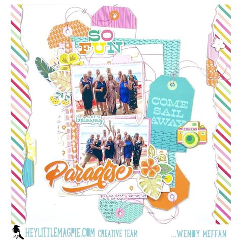 Paradise - Simple Stories - Just Beachy -Wendy Meffan - Hey Little Magpie Becky Higgins Project Life, Beach Scrapbook, Beach Scrapbook Layouts, Disney Easter, Scrapbook Layout Sketches, We R Memory Keepers, Planner Charms, Scrapbooking Inspiration, Simple Stories