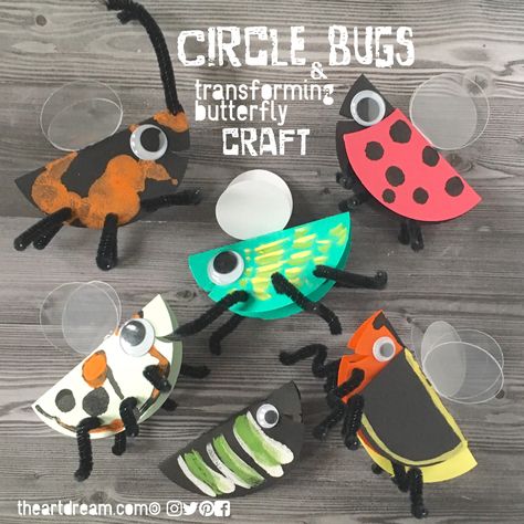 Use simple circles to make these bugs, including this transforming caterpillar to a butterfly version! Kids will love flipping the caterpillar over to reveal its beautiful butterfly wings. Beetle Crafts For Kids, Build A Bug, Bug Craft, Origami Paper Flowers, Learning Express, Insects Preschool, Bugs Preschool, Butterfly Craft, Insect Crafts